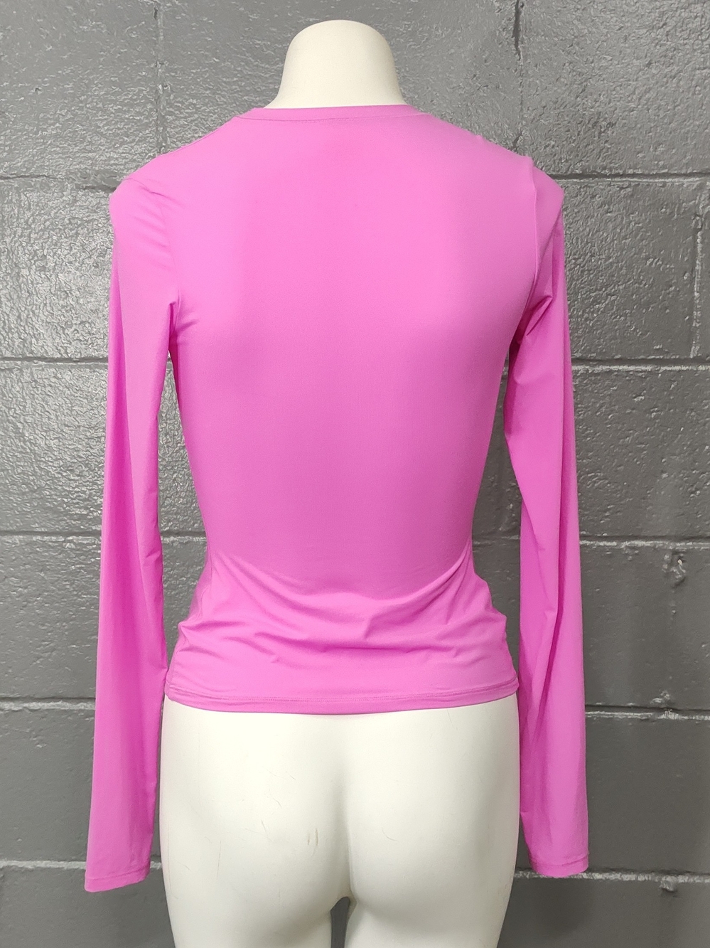 SKIMS Long Sleeve Crew Neck Top - Bright Pink - Picture 2 of 5